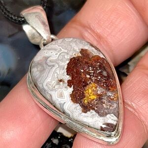Small Lightweight Laguna Crazy Lace Agate Pendant 2”